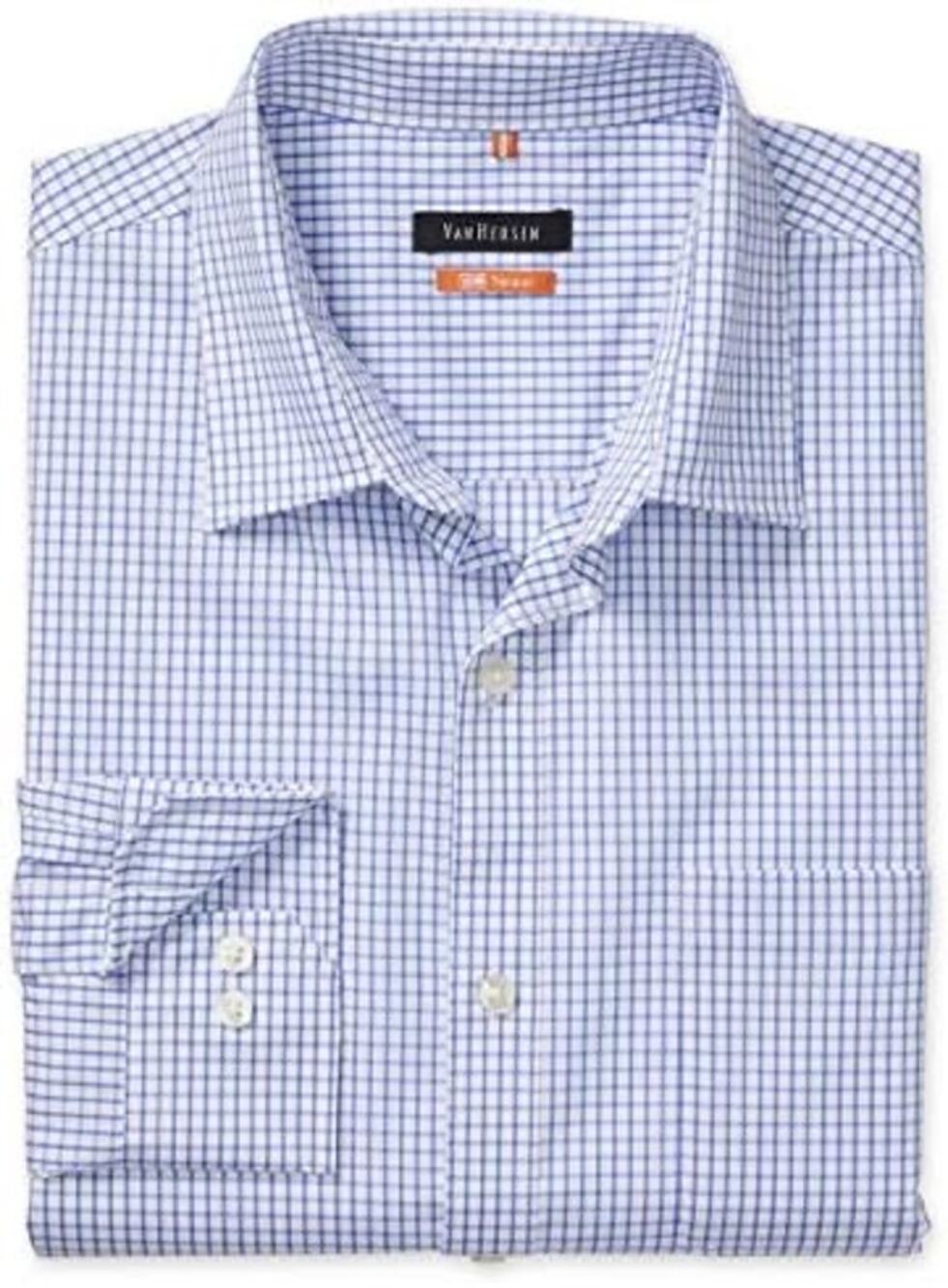 Van Heusen Blue Plaid Traveler's Dress Shirt, Size XL